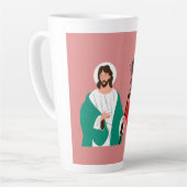 "Oui, Jésus m'aime" Mug Latte Rose Grand Format (Angle gauche)