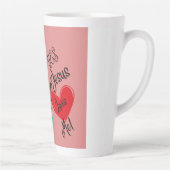 "Oui, Jésus m'aime" Mug Latte Rose Grand Format (Droite)