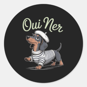 Oui Ner Dachshund Wiener Dog Franse Humor Funny Sa Ronde Sticker