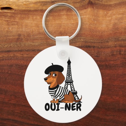 Oui-ner Dog Funny Dachshund Wiener Sausage Ween Do Sleutelhanger (Voorkant)