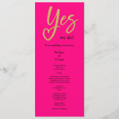 Oui Nous faisons Hot Pink Gold Mariage menu (Dos)