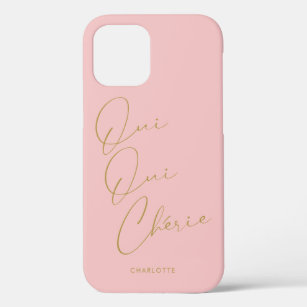 Oui Oui Chérie French Quote Chic Funny Blush Pink iPhone 12 Hoesje