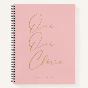 Oui Oui Chérie French Quote Chic Funny Blush Pink Notitieboek