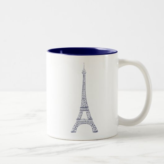 Oui Oui Eiffel Tower Paris Navy Two-Tone Mok (Rechts)