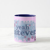oui quoi que ce soit... denim bleu & rose ado mug (Centre)