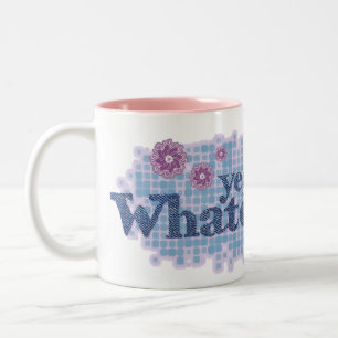 oui quoi que ce soit... denim bleu & rose mug