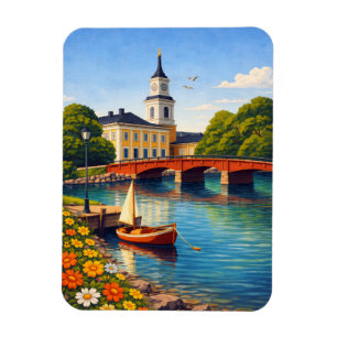 Oulu Finland Koelkastmagneet Vintage Reis Kunst Magneet