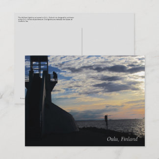 Oulu Finland: Nallikari Beach Lighthouse Briefkaar Briefkaart