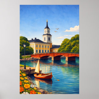 Oulu Finland Reisposter Vintage Stijl Poster