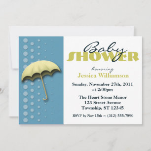 Oumbrella Yellow & Blue Baby Shower Invitations
