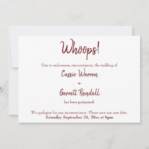 Oups ! Bourgogne Reporté Faire-part Mariage