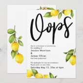 Oups Carte de mariage reportée aux citrons à l'aqu (Devant / Derrière)