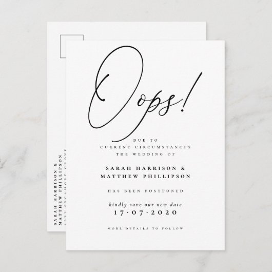 Oups ! Faire-part Mariage officiel différé (Devant / Derrière)