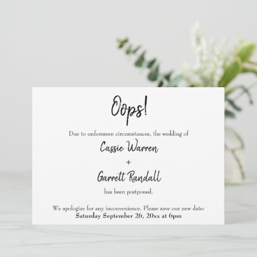 "Oups !" Faire-part Mariage reporté (Debout devant)