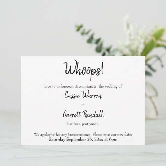 "Oups !" Faire-part Mariage reporté (Debout devant)