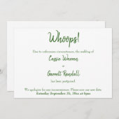 Oups ! Faire-part Mariage repoussé blanc vert (Devant / Derrière)