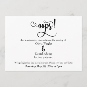 "Oups !" Faire-part Mariage repoussé humoristique