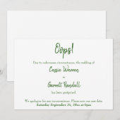 Oups ! Faire-part Mariage repoussé vert et blanc (Devant / Derrière)