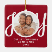 Our 1st Christmas As Mr & Mrs Photo Red Keepsake Keramisch Ornament (Achterkant)