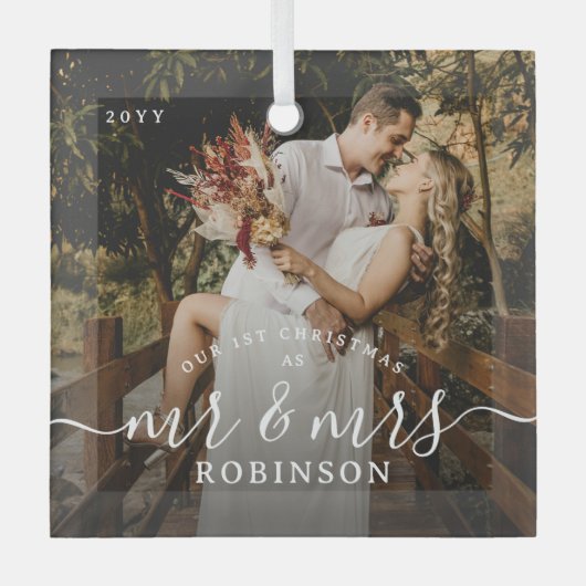 Our 1st Christmas' Newlyweds Photo Keepsake Glas Ornament (Voorkant)