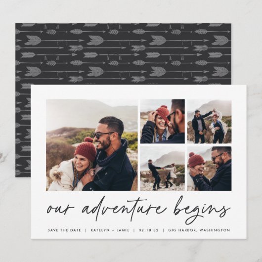 Our Adventure Begins | Multifoto Save The Date (Voorkant / Achterkant)