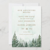 Our Adventure Rustic Pine Forest Photo Wedding Save The Date (Voorkant)