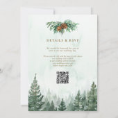 Our Adventure Rustic Pine Forest QR Code Wedding Kaart (Achterkant)