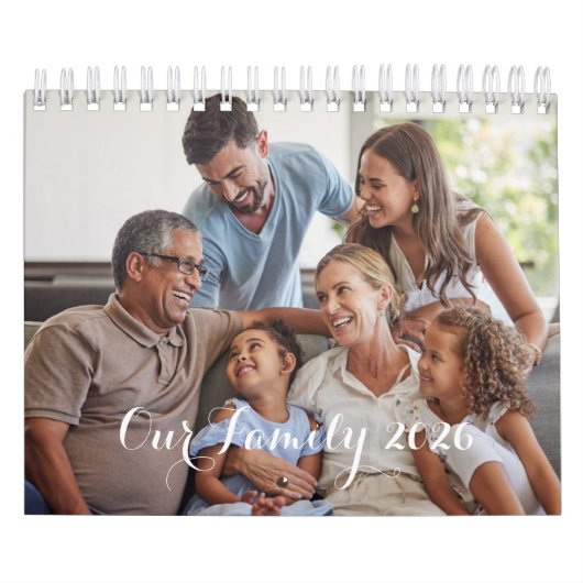 Our Family 2026 Elegant Script Photo Design Kalender (Hoes)