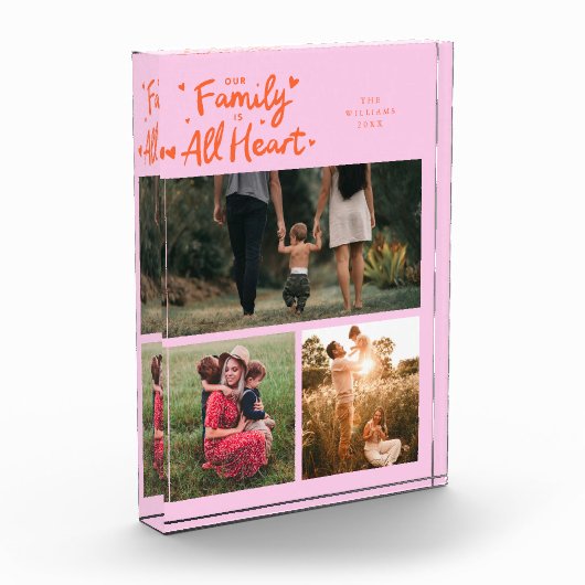 Our Family Is All Heart Orange Pink Fotoblokken (Links)
