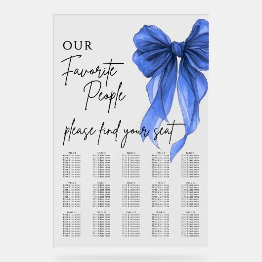 Our Favorite People Bow Wedding Seating Chart (Recto)