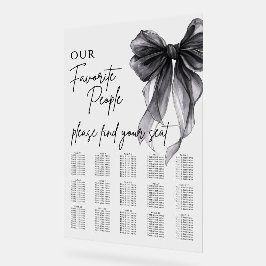 Our Favorite People Bow Wedding Seating Chart (Angle)