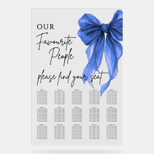 Our Favourite People Bow Wedding Seating Chart (Recto)