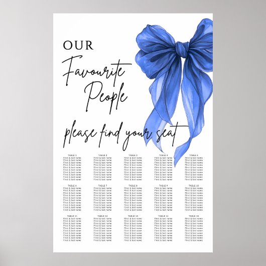 Our Favourite People Bow Wedding Seating Chart Poster (Voorkant)