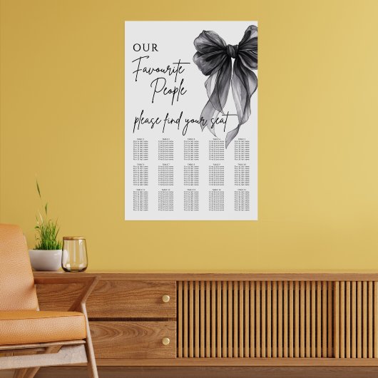 Our Favourite People Bow Wedding Seating Chart Poster (Woonkamer 2)