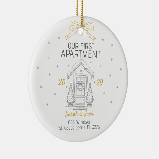 Our First Apartment Custom Year & Names Keramisch Ornament (Rechts)