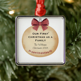 Our First Christmas as a Family 2025  Watercolor Metalen Ornament