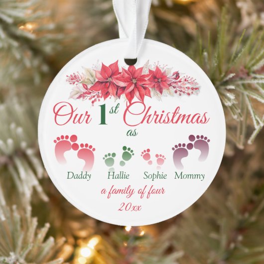 Our First Christmas As A Family Of 4  Ornament (Boom)