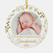 Our First Christmas As Grandparents Gold Photo Keramisch Ornament (Voorkant)