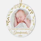 Our First Christmas As Grandparents Gold Photo Keramisch Ornament (Links)
