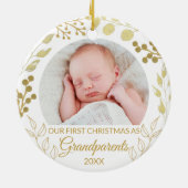 Our First Christmas As Grandparents Gold Photo Keramisch Ornament (Achterkant)
