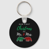 Our First Christmas As Mr. And Mrs. Buffalo Plaid Sleutelhanger (Voorkant)