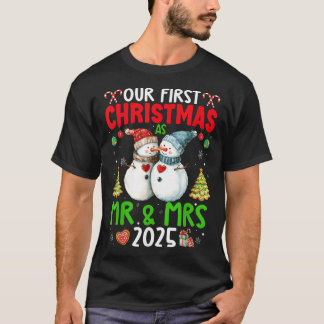 Our First Christmas As Mr  Mrs 2025 Couple  T-shirt