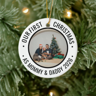 Our First Christmas as Parents Family Photo Keramisch Ornament