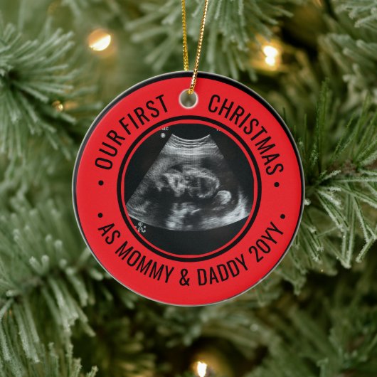 Our First Christmas as Parents Ultrasound Keramisch Ornament (Boom)