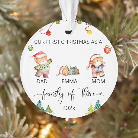 Our First Christmas Bear Family Personalized (Arbre)