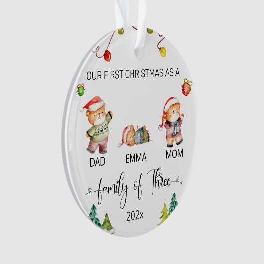 Our First Christmas Bear Family Personalized (devant)