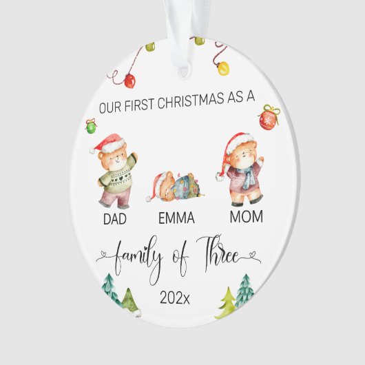 Our First Christmas Bear Family Personalized (devant)