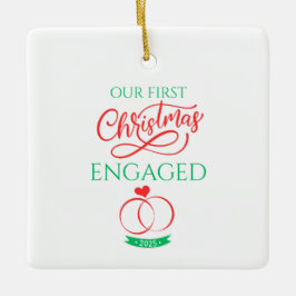Our First Christmas Engaged 2025 Keramisch Ornament
