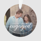 Our First Christmas Engaged Script Custom Photo Ornament (voorkant)