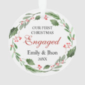 Our First Christmas Engaged wreath ornament (dos)